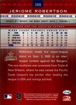 2002 Leaf Rookies & Stars #388 Jeriome Robertson Back