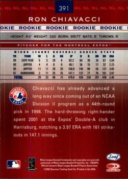 2002 Leaf Rookies & Stars #391 Ron Chiavacci Back