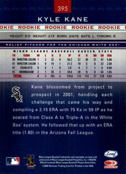 2002 Leaf Rookies & Stars #395 Kyle Kane Back