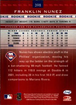 2002 Leaf Rookies & Stars #398 Franklin Nunez Back