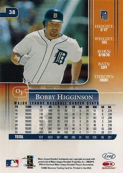2002 Leaf Rookies & Stars #38 Bobby Higginson Back
