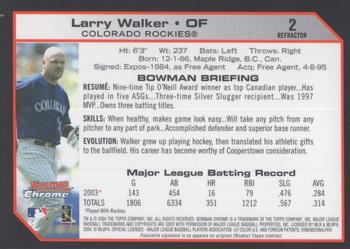 2004 Bowman Chrome - Refractors #2 Larry Walker Back