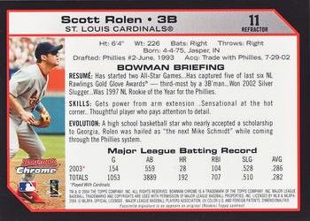 2004 Bowman Chrome - Refractors #11 Scott Rolen Back