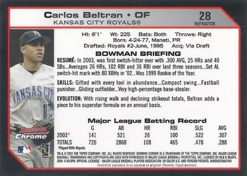 2004 Bowman Chrome - Refractors #28 Carlos Beltran Back