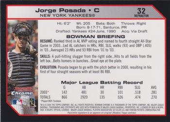 2004 Bowman Chrome - Refractors #32 Jorge Posada Back
