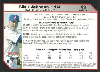 2004 Bowman Chrome - Refractors #49 Nick Johnson Back