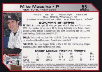 2004 Bowman Chrome - Refractors #55 Mike Mussina Back