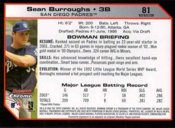 2004 Bowman Chrome - Refractors #81 Sean Burroughs Back