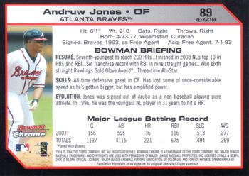 2004 Bowman Chrome - Refractors #89 Andruw Jones Back