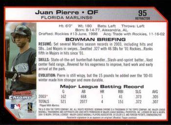 2004 Bowman Chrome - Refractors #95 Juan Pierre Back
