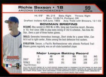 2004 Bowman Chrome - Refractors #99 Richie Sexson Back