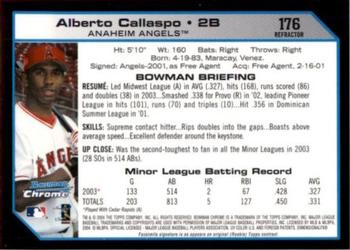 2004 Bowman Chrome - Refractors #176 Alberto Callaspo Back