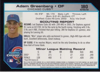 2004 Bowman Chrome - Refractors #180 Adam Greenberg Back