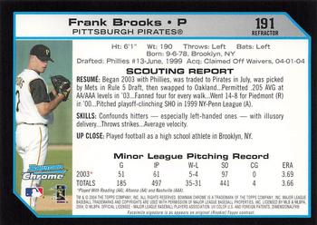 2004 Bowman Chrome - Refractors #191 Frank Brooks Back