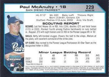 2004 Bowman Chrome - Refractors #229 Paul McAnulty Back