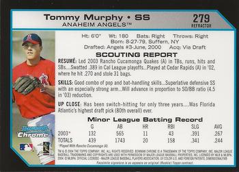 2004 Bowman Chrome - Refractors #279 Tommy Murphy Back