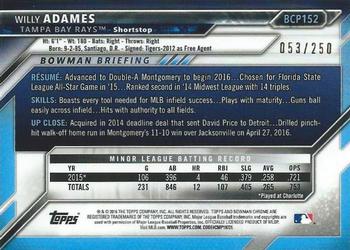 2016 Bowman Chrome - Prospects Purple Refractor #BCP152 Willy Adames Back