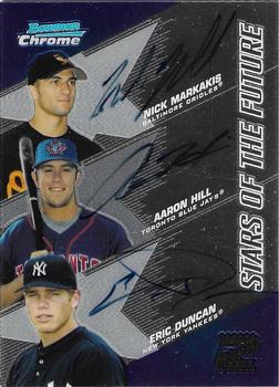 2004 Bowman Chrome - Stars of the Future #SOF-MHD Nick Markakis / Aaron Hill / Eric Duncan Front