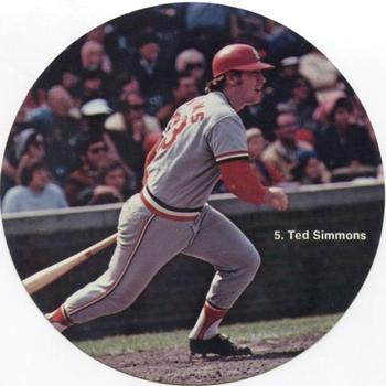 1976 Sportstix Stickers (Round) #5 Ted Simmons Front