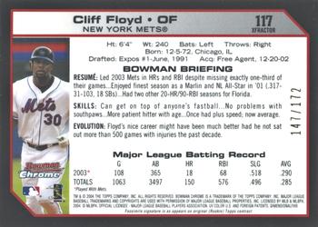2004 Bowman Chrome - X-Fractors #117 Cliff Floyd Back