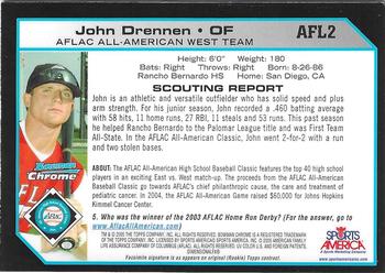 2004 Bowman Draft Picks & Prospects - AFLAC All-American Chrome #AFL2 John Drennen Back