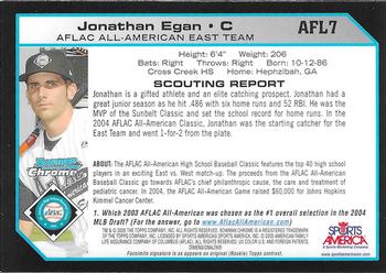 2004 Bowman Draft Picks & Prospects - AFLAC All-American Chrome #AFL7 Jon Egan Back