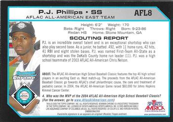 2004 Bowman Draft Picks & Prospects - AFLAC All-American Chrome #AFL8 P.J. Phillips Back