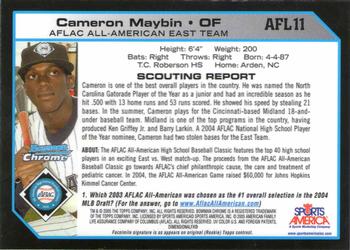 2004 Bowman Draft Picks & Prospects - AFLAC All-American Chrome #AFL11 Cameron Maybin Back