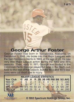 1993 Front Row Premium All-Time Greats George Foster #1 George Foster Back