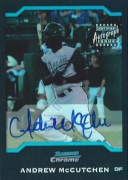 2004 Bowman Draft Picks & Prospects - AFLAC All-American Chrome Refractors Autographed #AA-AM Andrew McCutchen Front