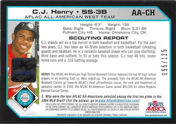 2004 Bowman Draft Picks & Prospects - AFLAC All-American Chrome Refractors Autographed #AA-CH C.J. Henry Back