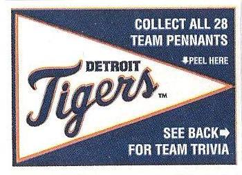1993 Cracker Jack 1915 Replicas - Team Pennant Stickers #NNO Detroit Tigers Front