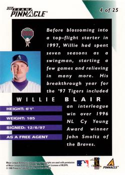 1998 Pinnacle Arizona Diamondbacks Team Pinnacle Collector's Edition #4 Willie Blair Back