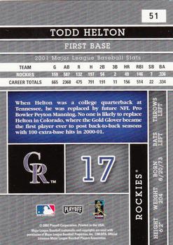 2002 Playoff Absolute Memorabilia #51 Todd Helton Back