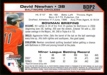 2004 Bowman Draft Picks & Prospects - Chrome Refractors #BDP2 David Newhan Back