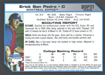 2004 Bowman Draft Picks & Prospects - Chrome Refractors #BDP37 Erick San Pedro Back