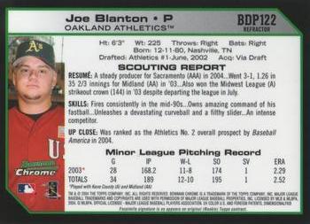 2004 Bowman Draft Picks & Prospects - Chrome Refractors #BDP122 Joe Blanton Back