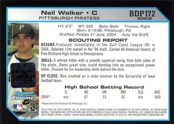 2004 Bowman Draft Picks & Prospects - Chrome Refractors #BDP172 Neil Walker Back