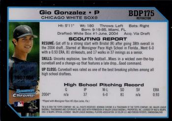 2004 Bowman Draft Picks & Prospects - Chrome Refractors #BDP175 Gio Gonzalez Back