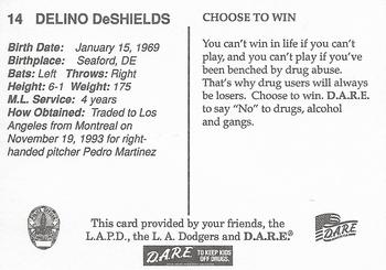 1994 Los Angeles Dodgers Police #NNO Delino DeShields Back