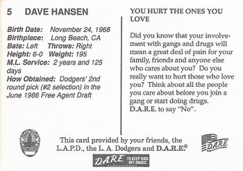 1994 Los Angeles Dodgers Police #NNO Dave Hansen Back
