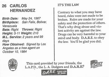 1994 Los Angeles Dodgers Police #NNO Carlos Hernandez Back