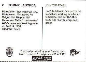 1994 Los Angeles Dodgers Police #NNO Tommy Lasorda Back