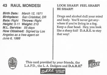 1994 Los Angeles Dodgers Police #NNO Raul Mondesi Back