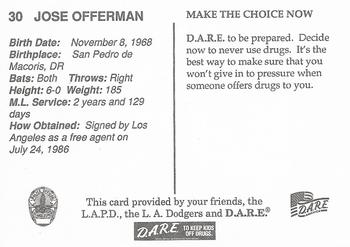 1994 Los Angeles Dodgers Police #NNO Jose Offerman Back