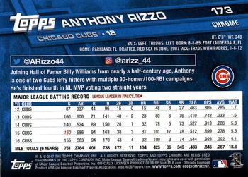 2017 Topps Chrome - Refractor #173 Anthony Rizzo Back