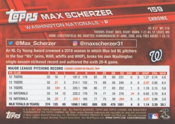 2017 Topps Chrome - Negative Refractor #159 Max Scherzer Back