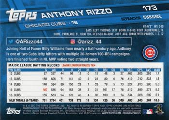 2017 Topps Chrome - Sepia Refractor #173 Anthony Rizzo Back