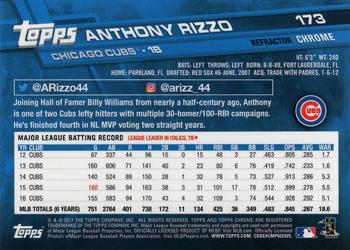 2017 Topps Chrome - Pink Refractor #173 Anthony Rizzo Back