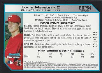 2004 Bowman Draft Picks & Prospects - Chrome X-Fractors #BDP54 Louis Marson Back